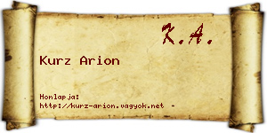 Kurz Arion névjegykártya